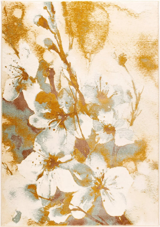 Sky Blue Gray Floral Area Rug - Ladolerugsca