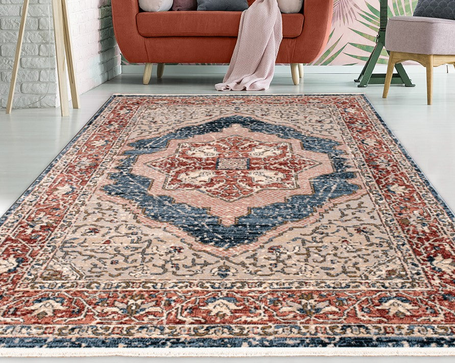 red blue traditional oriental area rug for living room bedroom 2x8, 3x10, 2x10 ft Long Runner Rug, Hallway, Balcony, Entry Way, Kitchen, Stairs