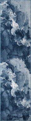 Azra Blue Abstract Contemporary Marble Minimal Design Area Rug