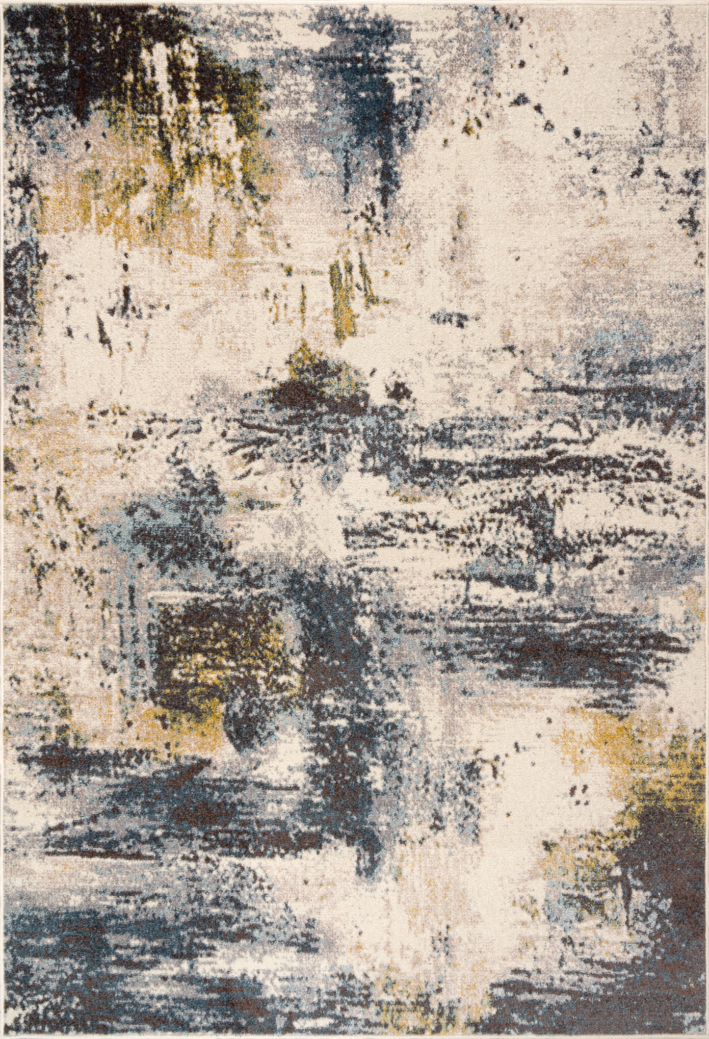 Beige Blue Multicolor Abstract Rustic Living Room Rugs