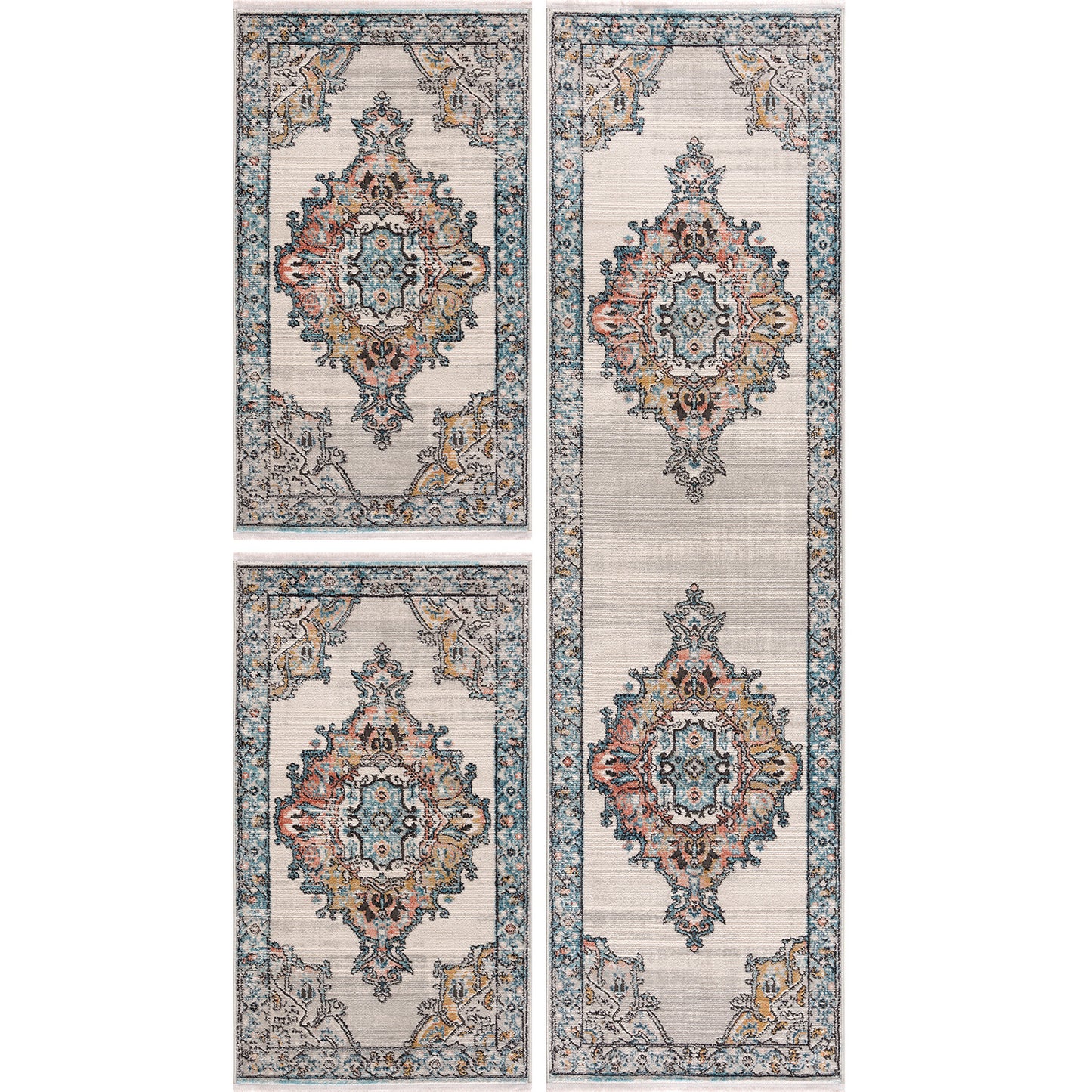 la dole rugs traditional persian bordered ikat turquoise ivory red orange area rug 6x8, 6x9 ft Living Room, Bedroom, Dining Area, Kitchen Carpet
