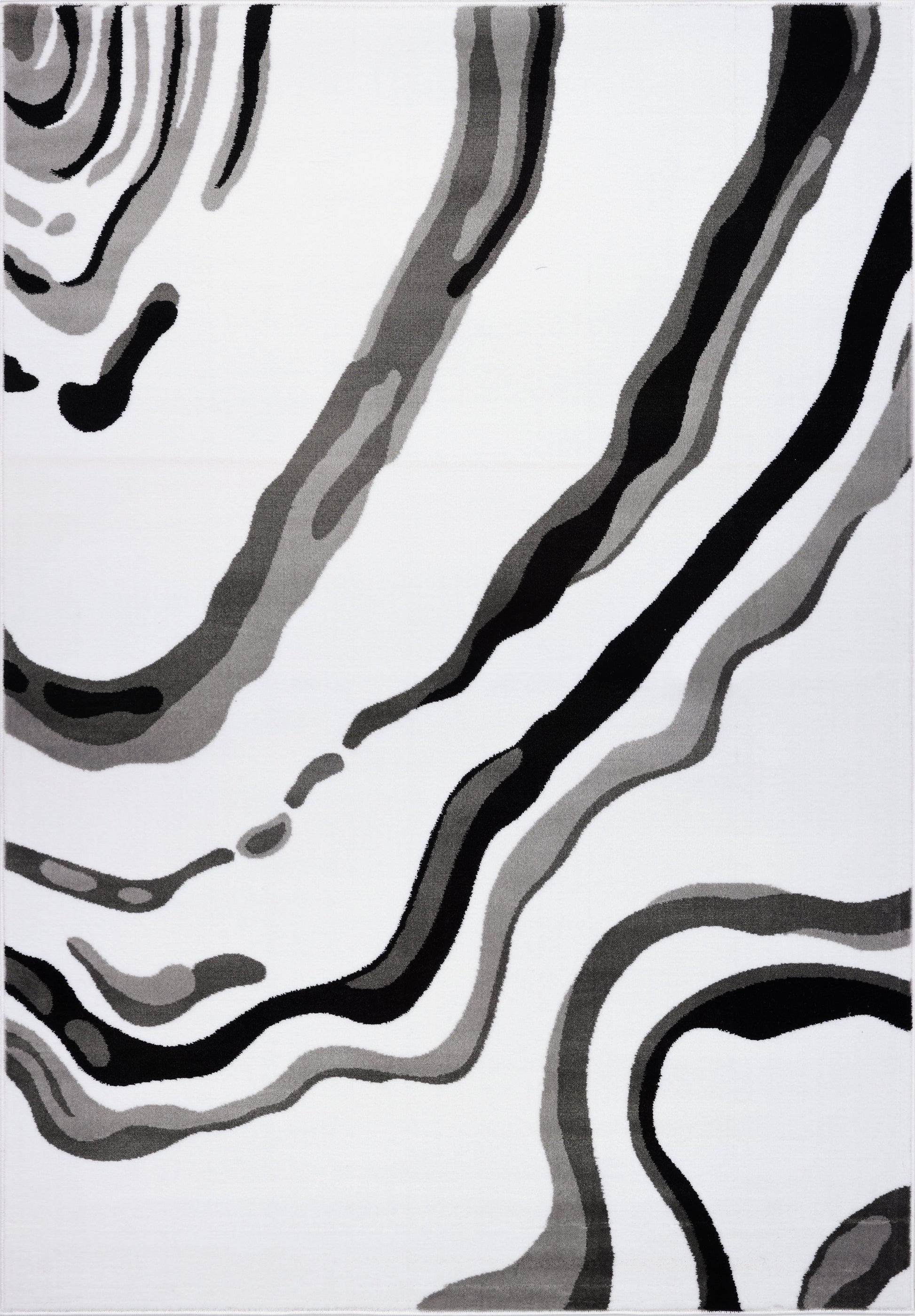 Calvin White Black Abstract Area Rug - Ladolerugsca