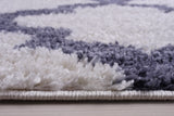 Ladole Rugs Shaggy Moroccan Trellis FES Polypropylene Area Rug Carpet White Dark Gray