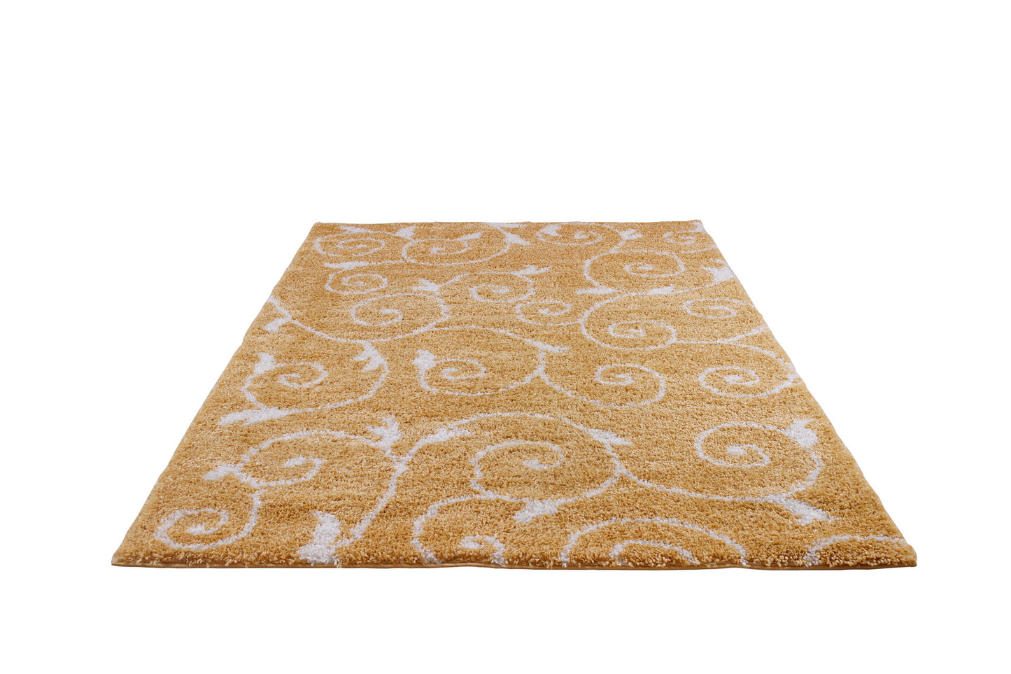 ladole rugs shaggy rabat abstract pattern sustainable spirals style indoor small mat doormat rug in dark yellow white 110 x 211 57cm x 90cm 2x8, 3x10, 2x10 ft Long Runner Rug, Hallway, Balcony, Entry Way, Kitchen, Stairs