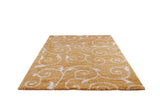 Ladole Rugs Shaggy Rabat Abstract Pattern Sustainable Spirals Style Indoor Small Mat Doormat Rug in Dark Yellow White