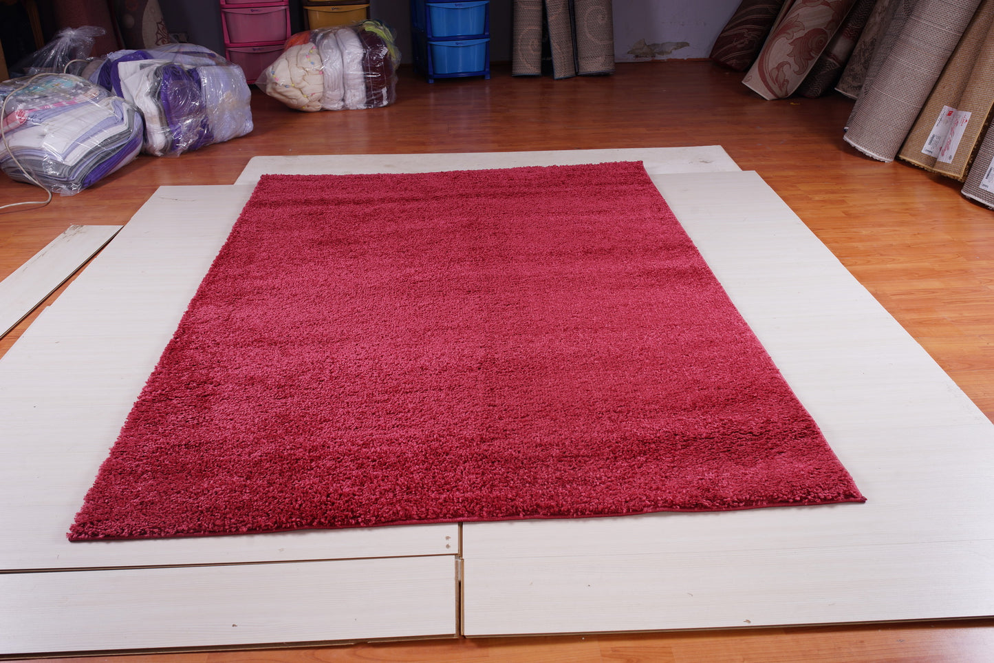 ladole rugs solid rose red shaggy meknes durable medium pile indoor area rug carpet 8x11 710 x 105 240cm x 320cm 6x8, 6x9 ft Living Room, Bedroom, Dining Area, Kitchen Carpet