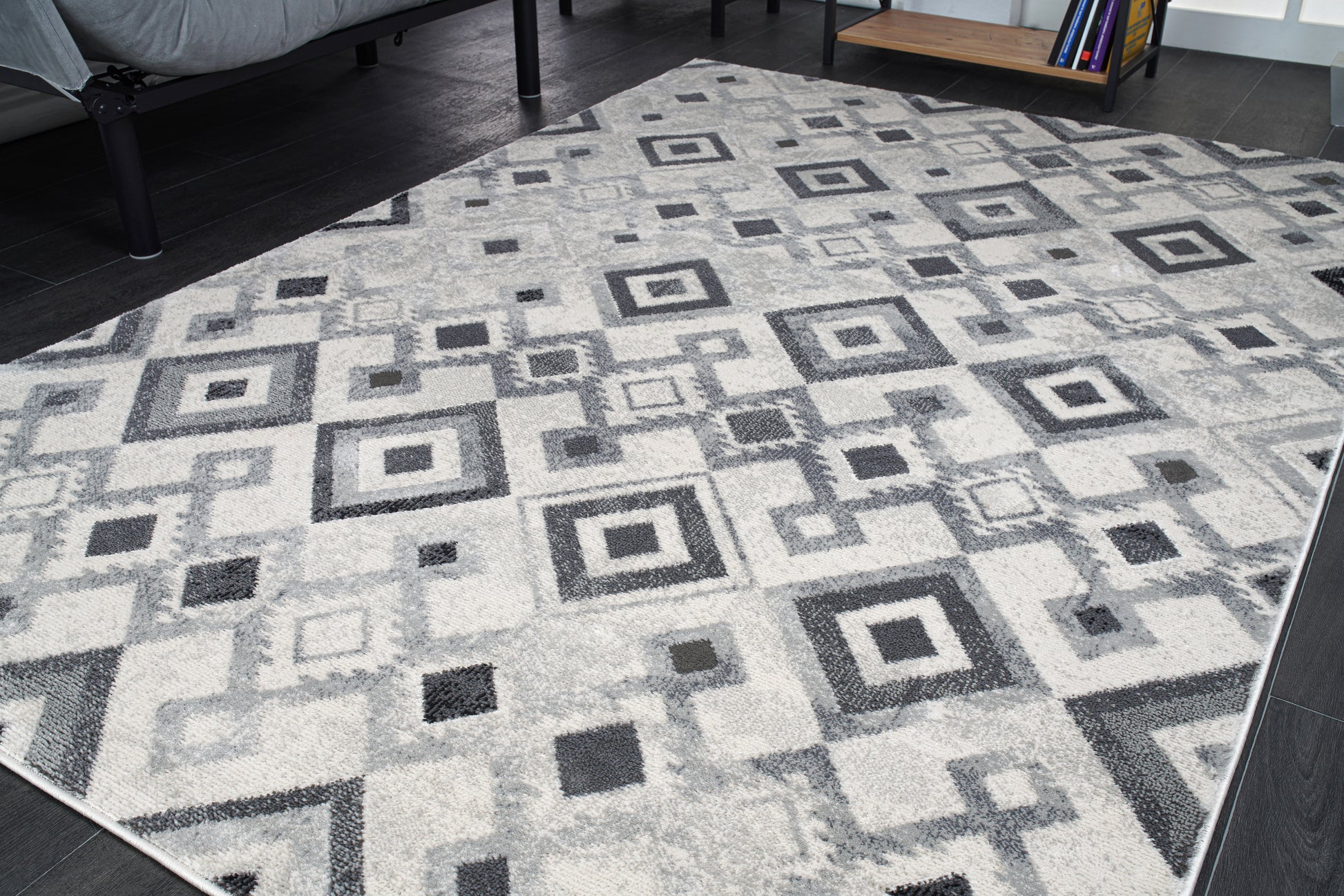 lucas dark light grey modern geometric area rug diamond pattern 6x8, 6x9 ft Living Room, Bedroom, Dining Area, Kitchen Carpet