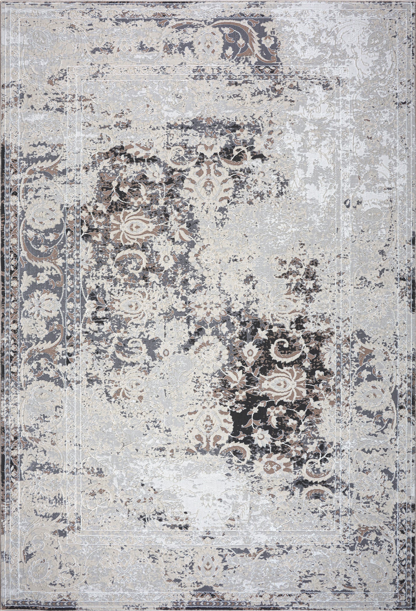 quadro grey ivory brown rustic modern persian area rug 2x5, 3x5 Runner Rug, Entry Way, Entrance, Balcony, Bedside, Home Office, Table Top