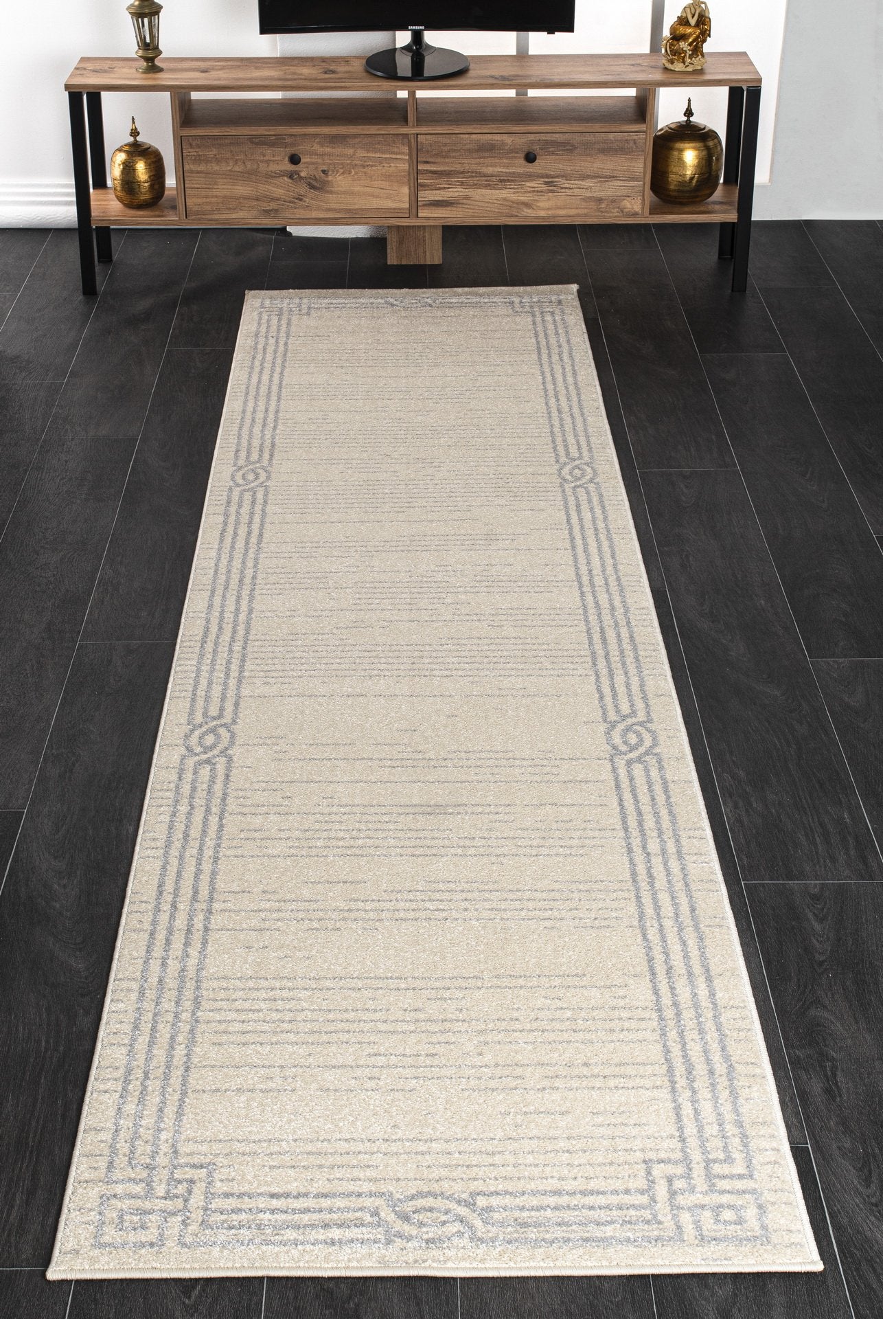 modern ivory grey bordered area rug 8x10, 8x11 ft Large Living Room Carpet, Bedroom, Kitchen
