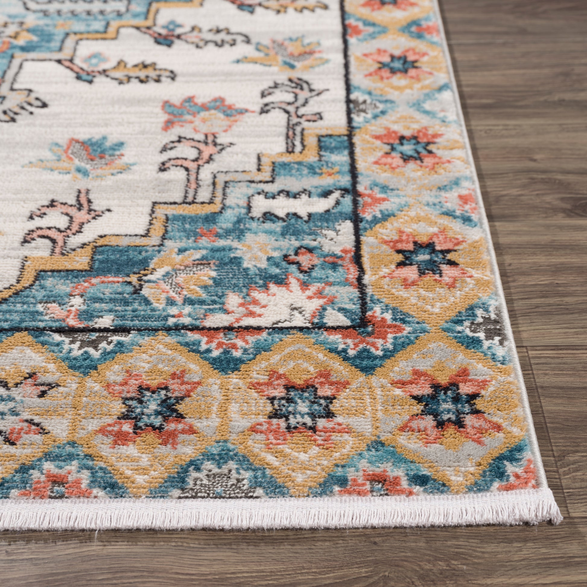 la dole rugs traditional bordered navajo vintage teal turquoise ivory red orange area rug 8x10, 8x11 ft Large Living Room Carpet, Bedroom, Kitchen