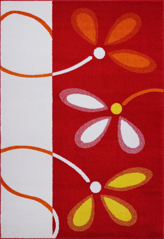 Red Flowers Area Rug