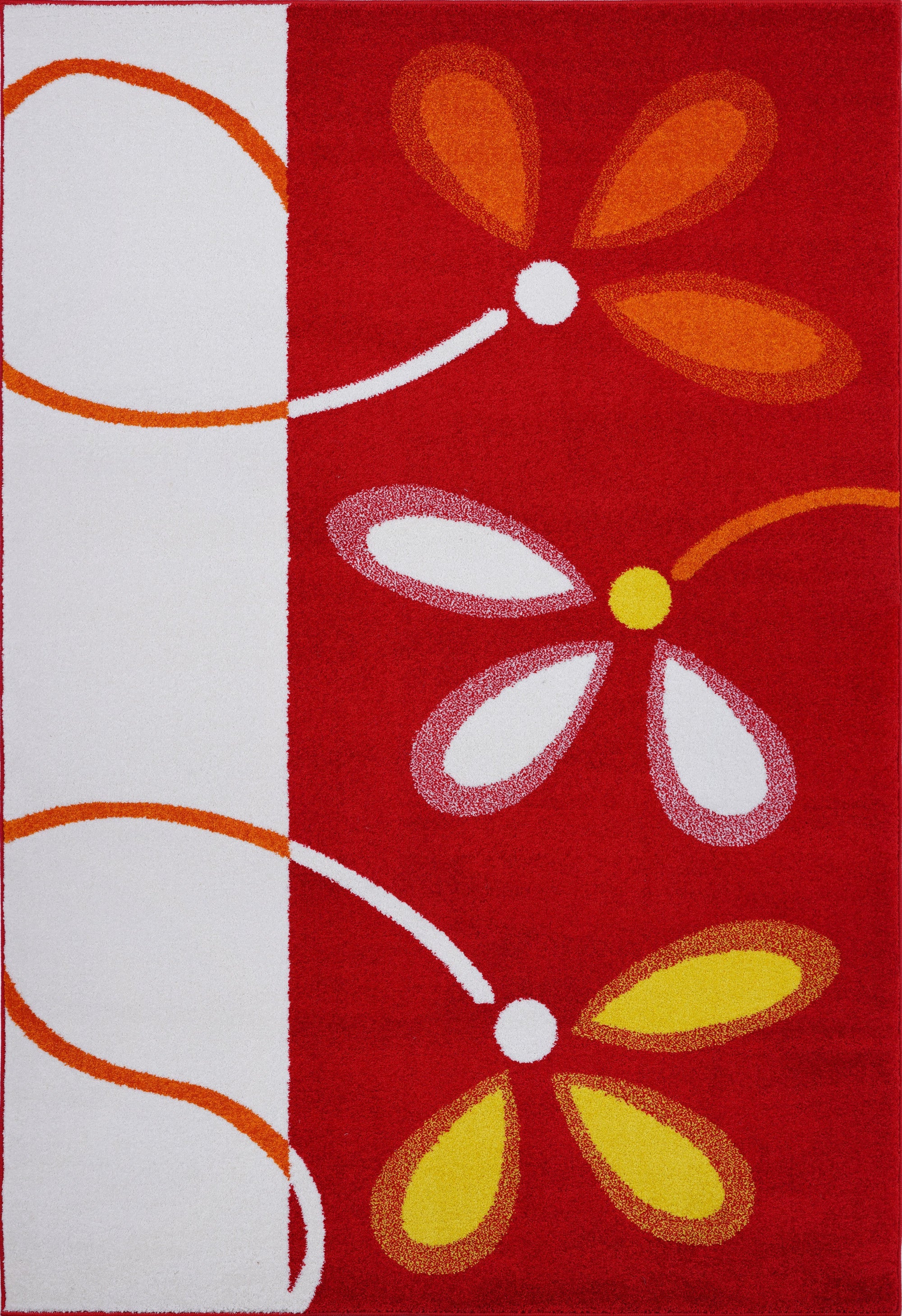 Cream Red Floral Area Rug, Red White Contemporary Area Rug – LaDole ...