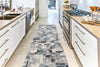 Blue Brown Ivory Geometric Abstract Rustic Modern Contemporary Living Room Area Rug