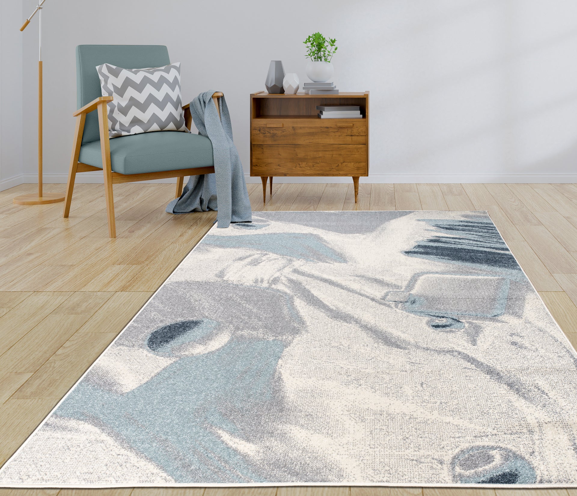 blue brown ivory abstract rustic minimalist modern contemporary living room area rug 2x8, 3x10, 2x10 ft Long Runner Rug, Hallway, Balcony, Entry Way, Kitchen, Stairs