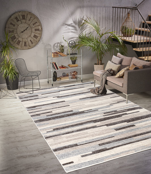 cream beige geometric modern minimalist contemporary area rug carpet for patio porch dining area balcony living room bedroom 2x5, 3x5 Runner Rug, Entry Way, Entrance, Balcony, Bedside, Home Office, Table Top