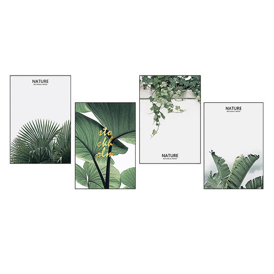 Ladole 4 Panel Green Plant Canvas Botanical Prints Modern Wall Art