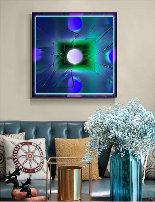 Ladole Abstract Canvas Blue Wall Art for Modern Home Decor