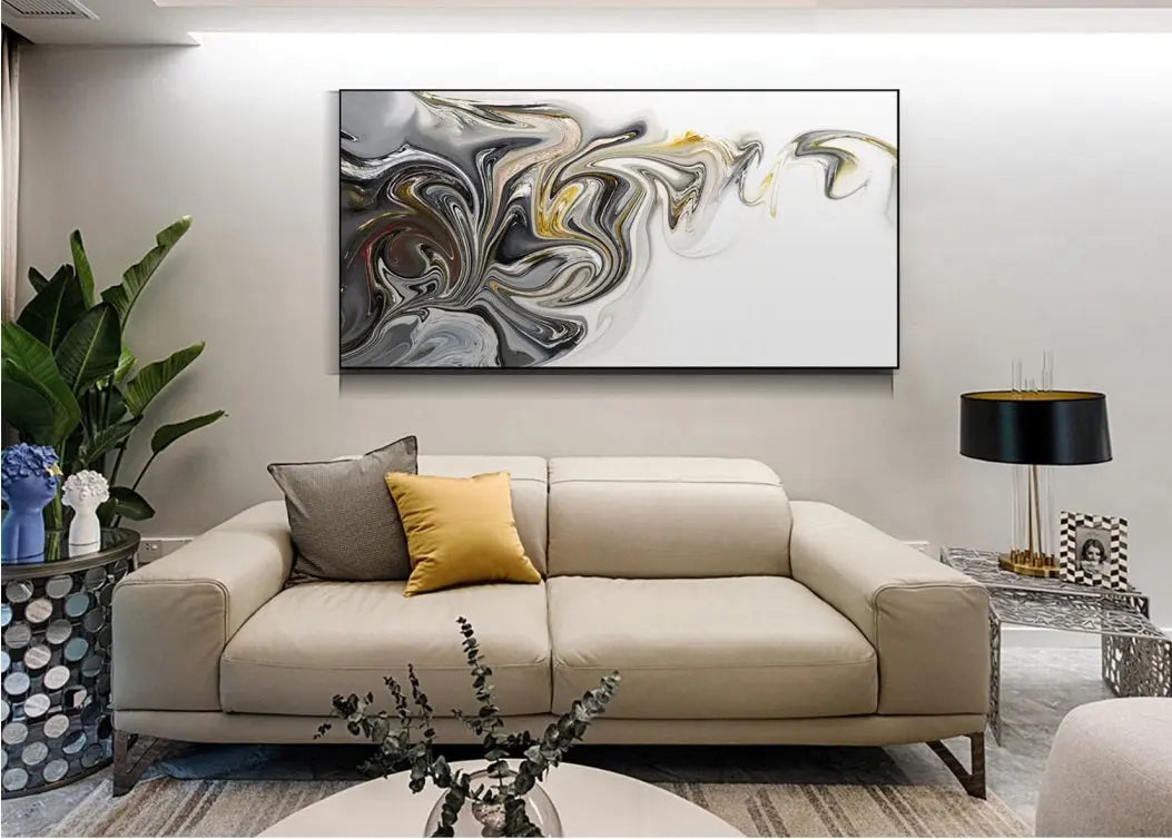 Ladole Abstract Painting PS Framed Wall Art Canvas Print- 40 x 80 cm