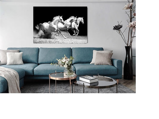 Ladole Black and White Horse Wall Art Canvas for Home Decoration