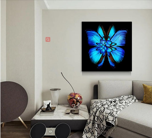 Ladole Blue Canvas Butterfly Wall Art Framed Kitchen Bedroom Decor