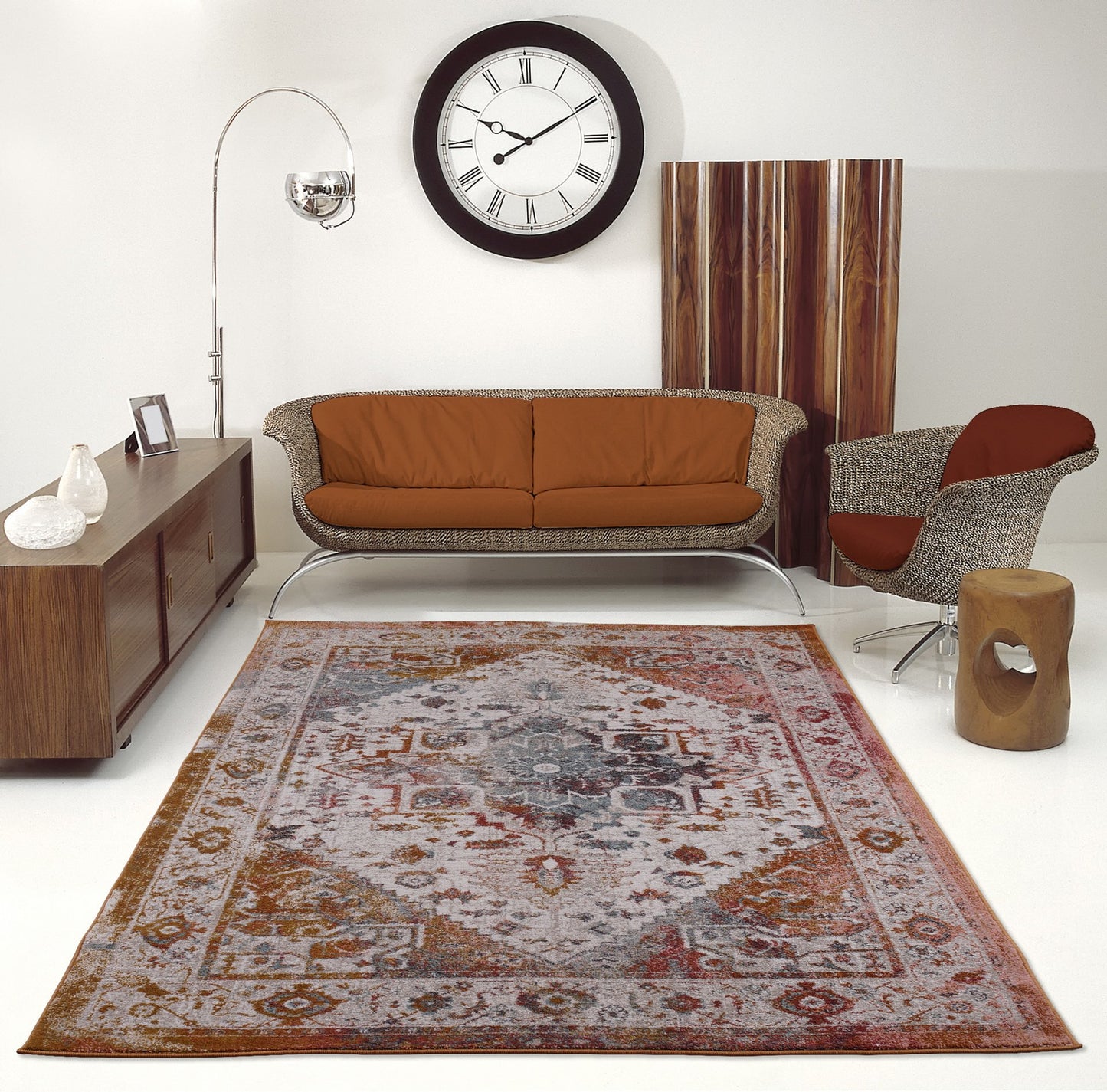 Ladole Rugs Modena Traditional Design Turkish Machine Made Brown Area Rug