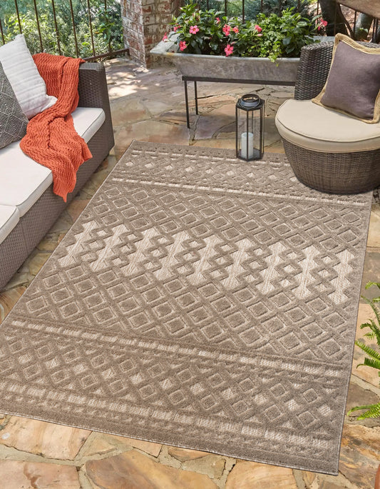 geometric modern contemporary outdoor indoor area rug carpet for patio porch dining area balcony living room bedroom 2x5, 3x5 Runner Rug, Entry Way, Entrance, Balcony, Bedside, Home Office, Table Top