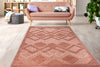 Geometric Modern Contemporary Outdoor Indoor Area Rug Carpet For Patio, Porch, Dining Area, Balcony, Living Room, Bedroom - Salmon Red, Blue, Cream Beige, Grey