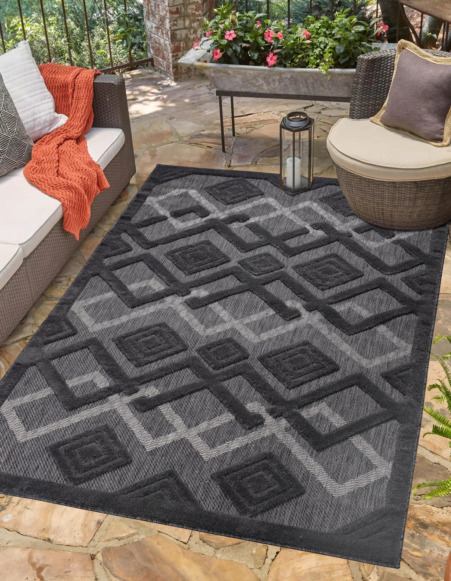 geometric modern minimalist contemporary outdoor indoor area rug carpet for patio porch dining area balcony living room bedroom 5x7, 5x8 ft Contemporary, Living Room Carpet, Bedroom, Home Office