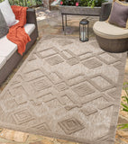 Geometric Modern Contemporary Outdoor Indoor Area Rug Carpet For Patio, Porch, Dining Area, Balcony, Living Room, Bedroom - Salmon Red, Blue, Cream Beige, Grey