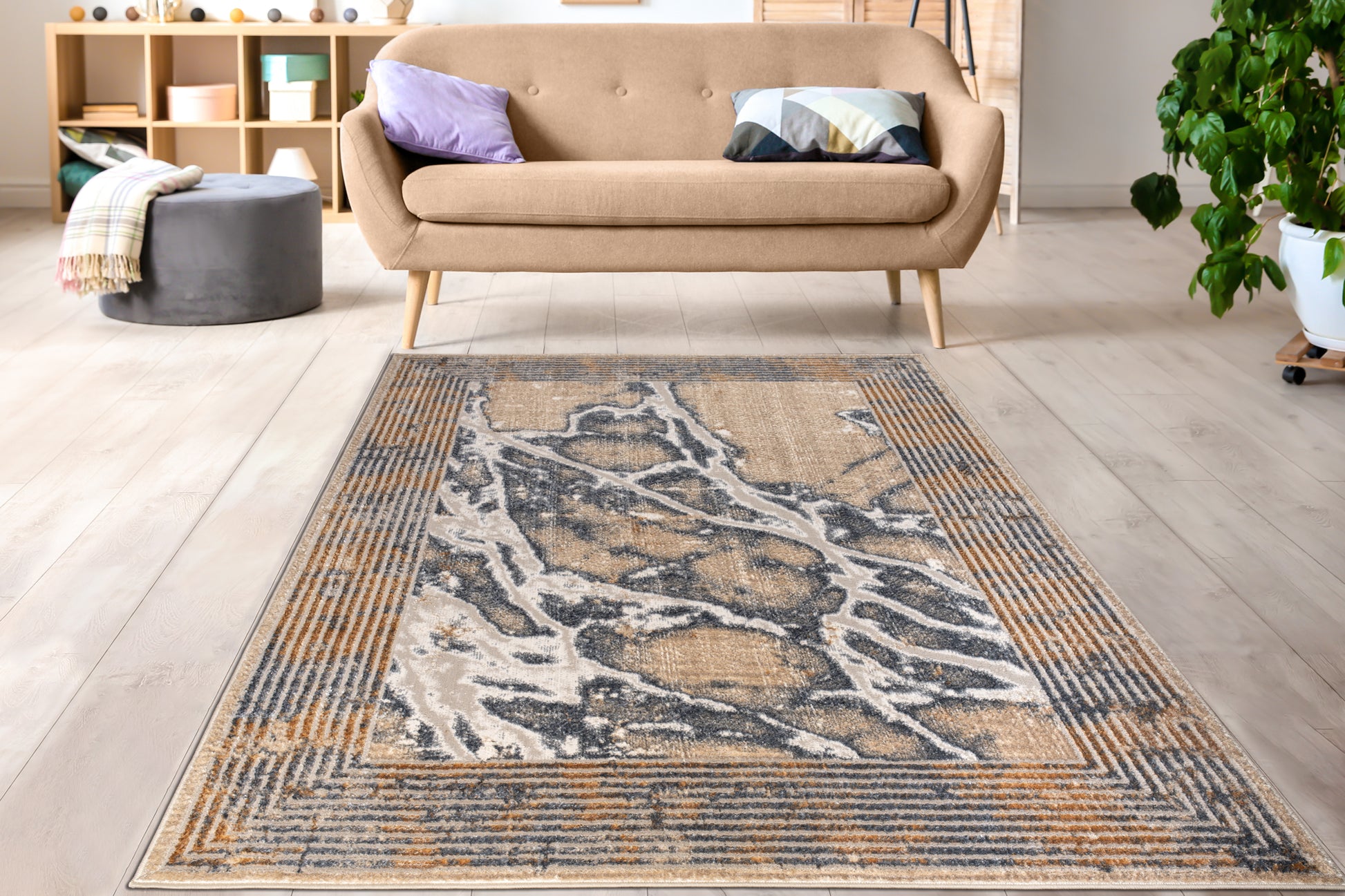 beige brown grey metalic abstract modern contemporary marble pattern bordered area rug 4x6, 4x5 ft Small Carpet, Home Office, Living Room, Bedroom