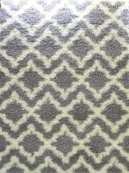 Grey Cream Trellis Area Rug - Ladolerugsca