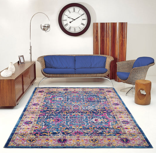 Whitby Blue Beige Traditional Indoor/Outdoor Area Rug - Ladolerugsca