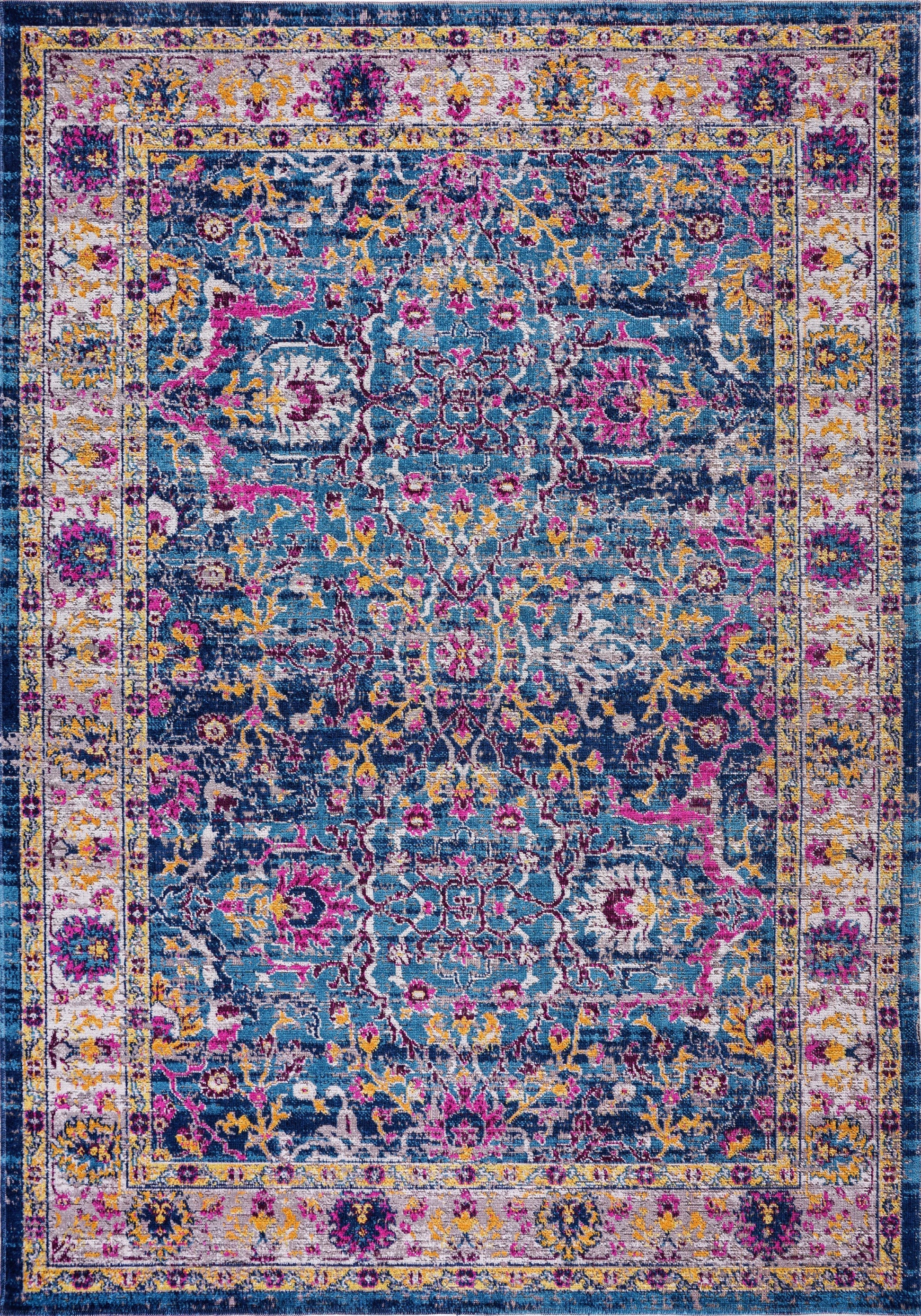 Whitby Blue Beige Traditional Indoor/Outdoor Area Rug - Ladolerugsca