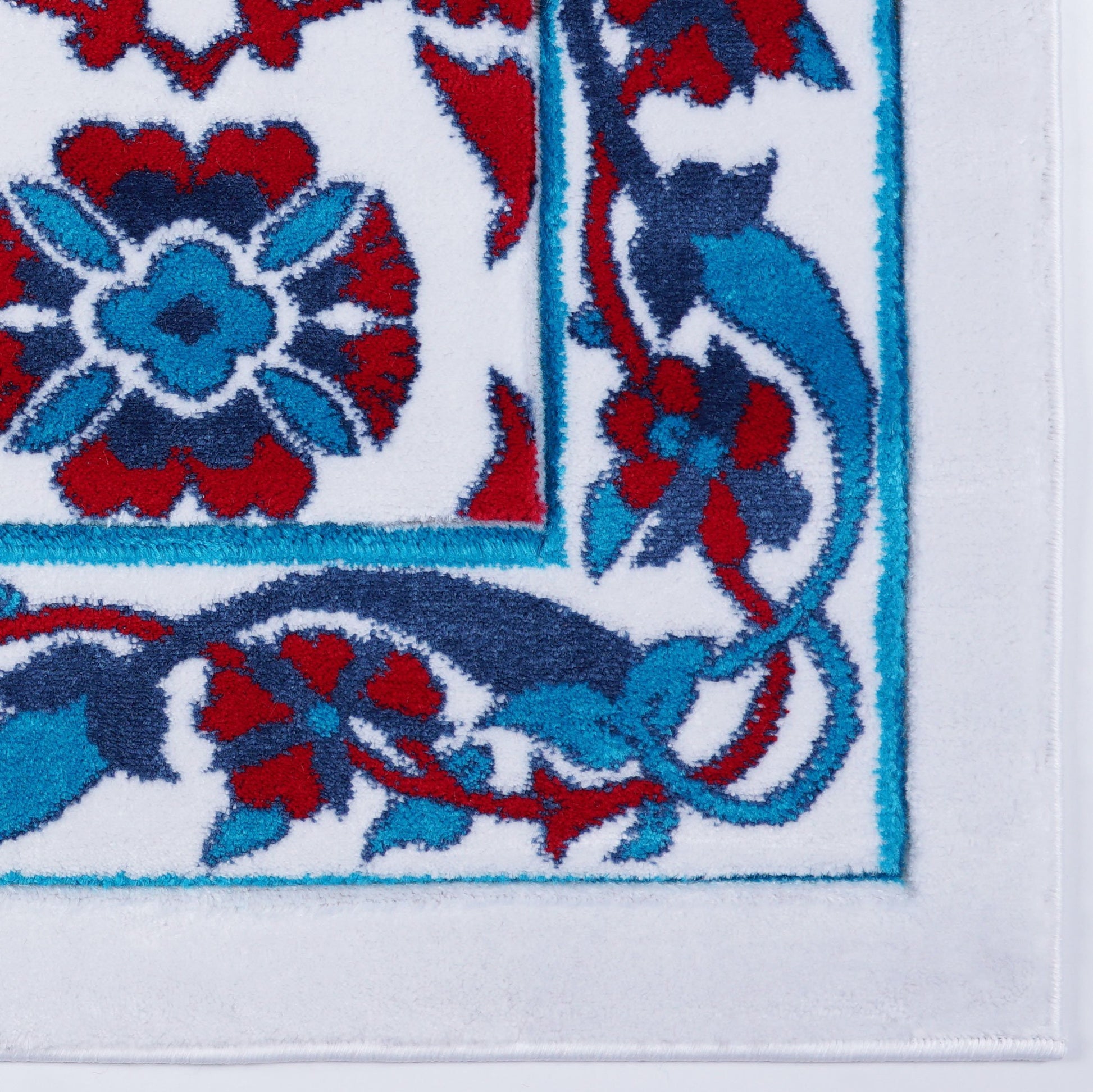 Blue Red Ornamental Turkish Area Rug - Ladolerugsca