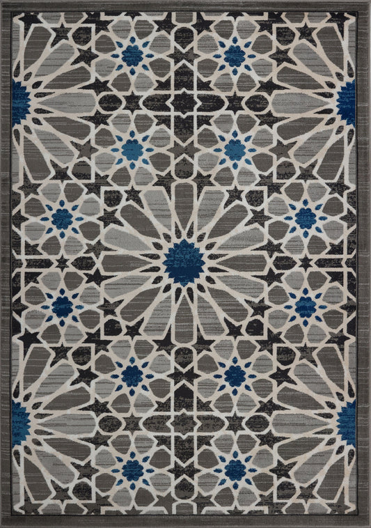 City Square Grey Blue Area Rug - 