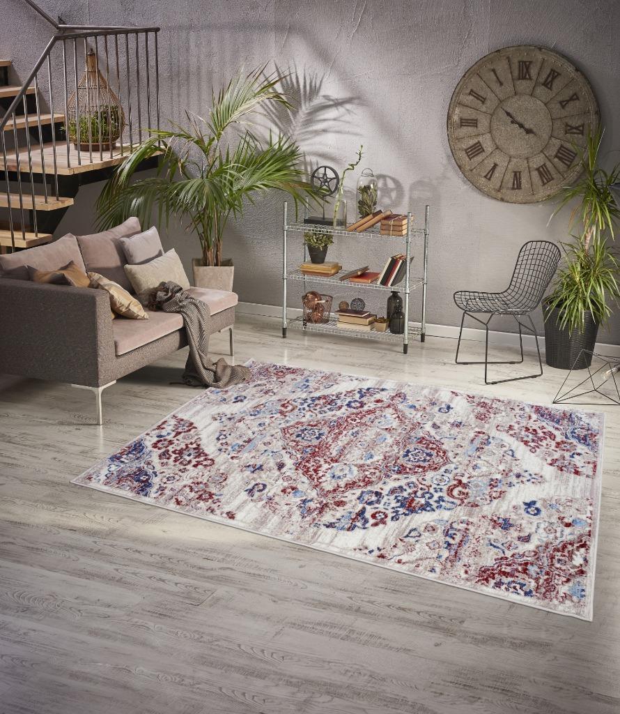 Kentucky Pearl Blue Red Traditional Area Rug - Ladolerugsca