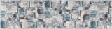 Blue Brown Ivory Geometric Abstract Rustic Modern Contemporary Living Room Area Rug
