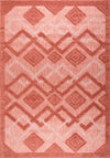Geometric Modern Contemporary Outdoor Indoor Area Rug Carpet For Patio, Porch, Dining Area, Balcony, Living Room, Bedroom - Salmon Red, Blue, Cream Beige, Grey