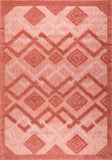 Geometric Modern Contemporary Outdoor Indoor Area Rug Carpet For Patio, Porch, Dining Area, Balcony, Living Room, Bedroom - Salmon Red, Blue, Cream Beige, Grey