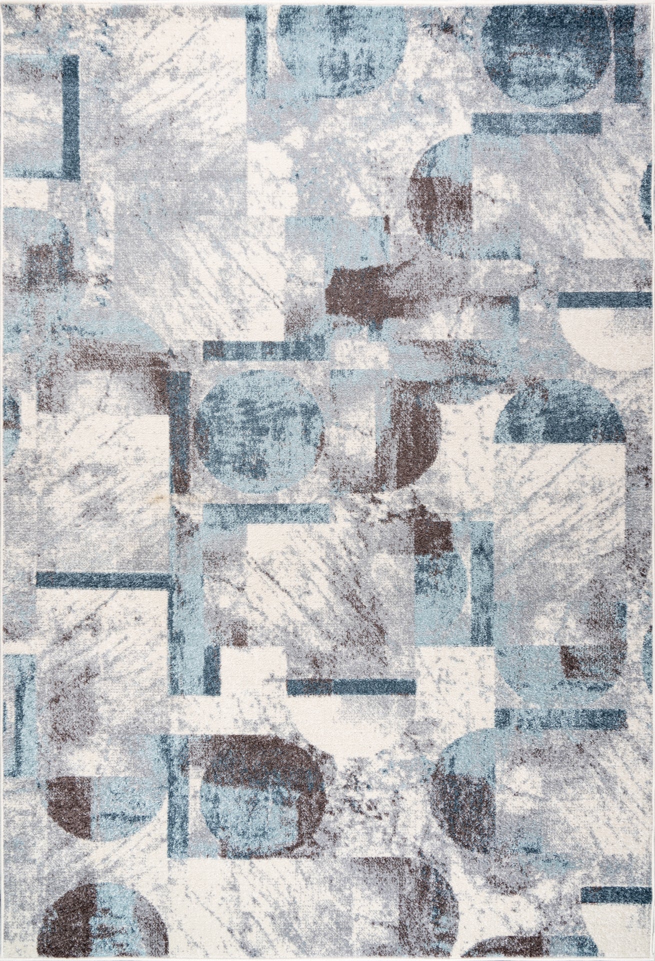 blue brown ivory geometric abstract rustic modern contemporary living room area rug 2x8, 3x10, 2x10 ft Long Runner Rug, Hallway, Balcony, Entry Way, Kitchen, Stairs