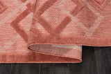 Geometric Modern Contemporary Outdoor Indoor Area Rug Carpet For Patio, Porch, Dining Area, Balcony, Living Room, Bedroom - Salmon Red, Blue, Cream Beige, Grey