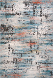 Blue Ivory Red Rustic Abstract Area Rug For Living Room Bedroom