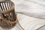 Grey Gold Abstract Luxury Modern Minimalist Contemporary Area Rug