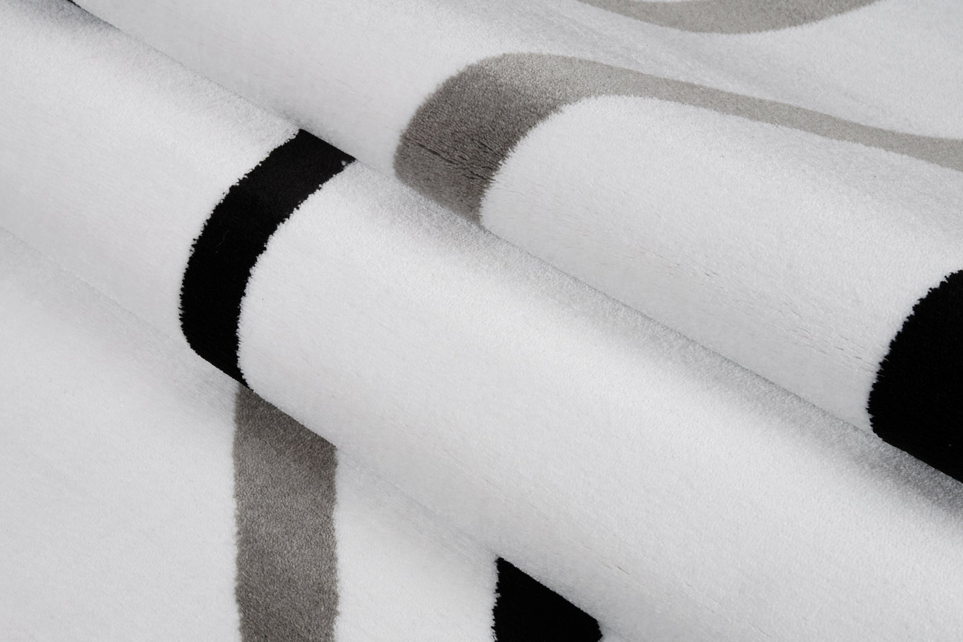 Turkish White Contemporary Spirals Area Rug - Ladolerugsca