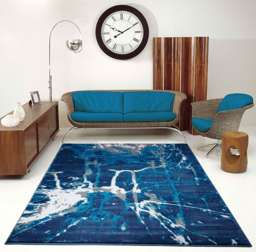 ans10681 anise collection soft contemporary abstract area rug carpet in blue and grey 3x5 27 x 411 80cm x 150cm 27 x 41180cm x 150cm blue grey 2x5, 3x5 Runner Rug, Entry Way, Entrance, Balcony, Bedside, Home Office, Table Top