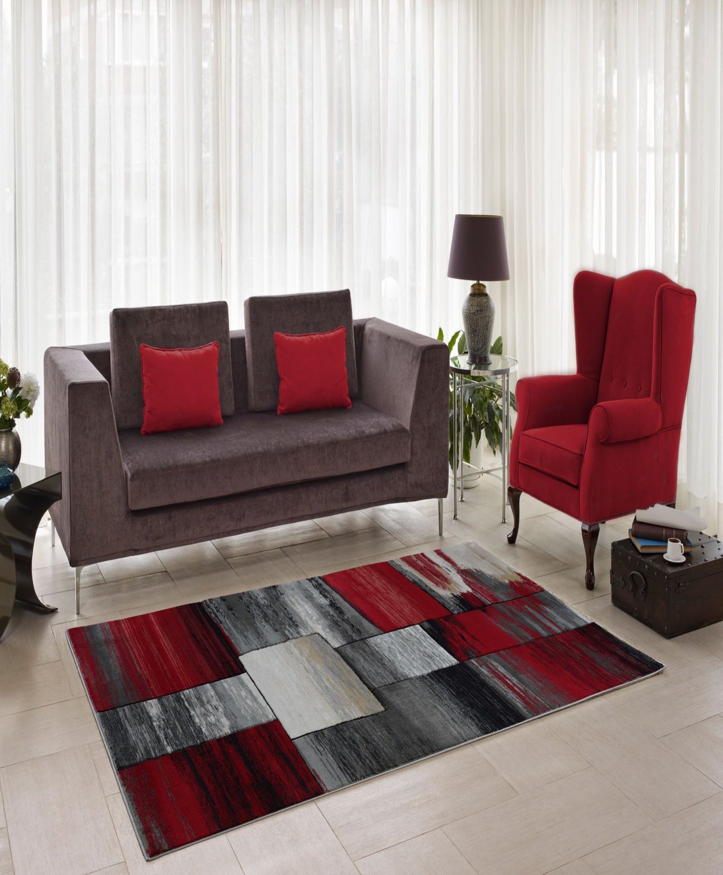 red grey abstract area rug 2x3 Doormat, Entrance, Balcony, Bathroom, Washroom