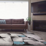 Ladole Rugs Ladole Rugs Beautiful Boston Collection Empire Geometric Pattern Area Rug Carpet in Blue Grey