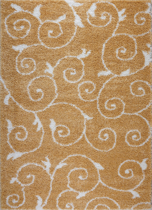 ladole rugs shaggy rabat abstract pattern sustainable spirals style indoor small mat doormat rug in dark yellow white 110 x 211 57cm x 90cm 2x3 Doormat, Entrance, Balcony, Bathroom, Washroom