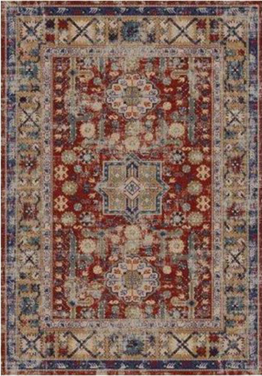 Sylvia Flatweave Distressed Pattern Brick Red Beige Area Rug.